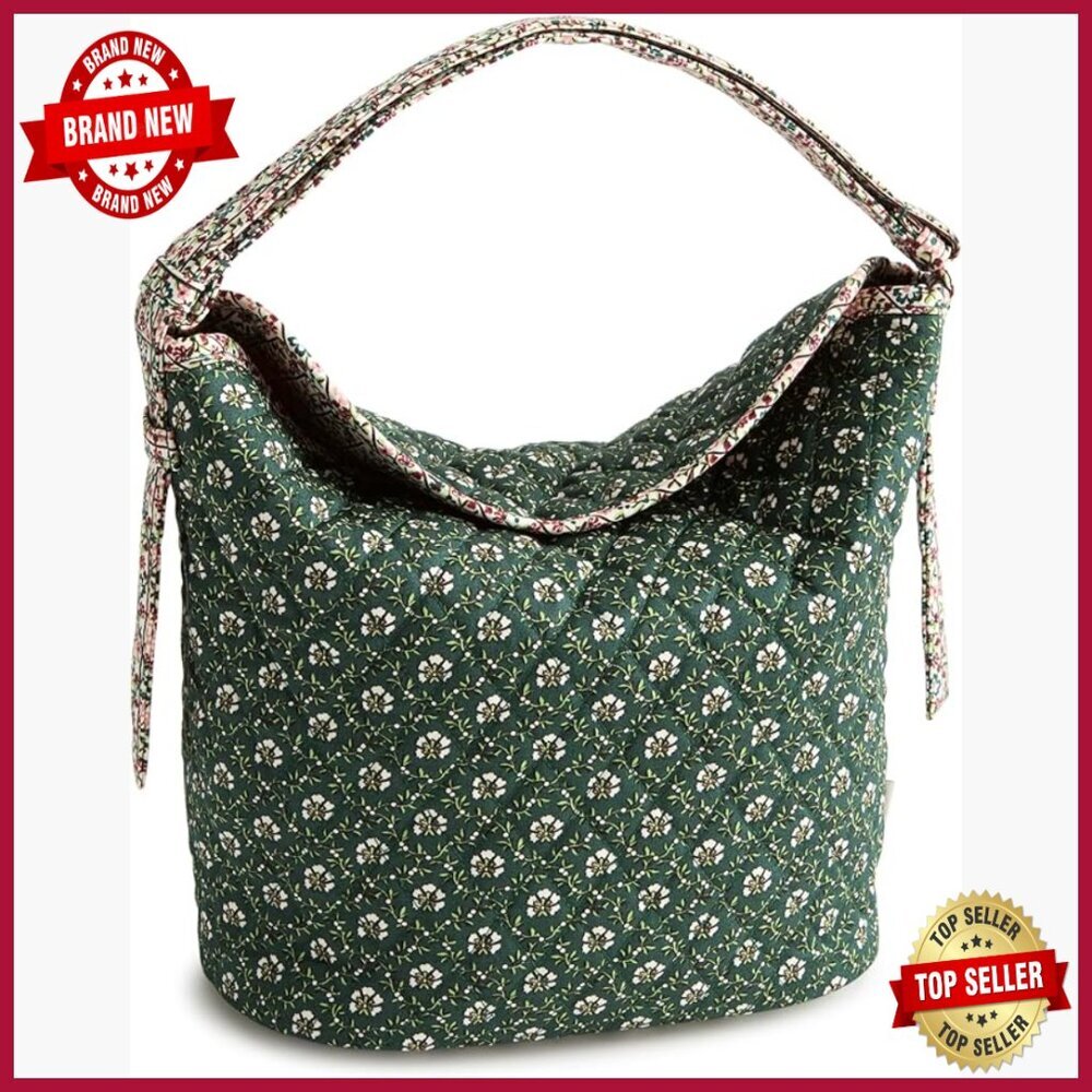 Quilted Cotton Shoulder Bag Hobo Purse with Adjustable Strap